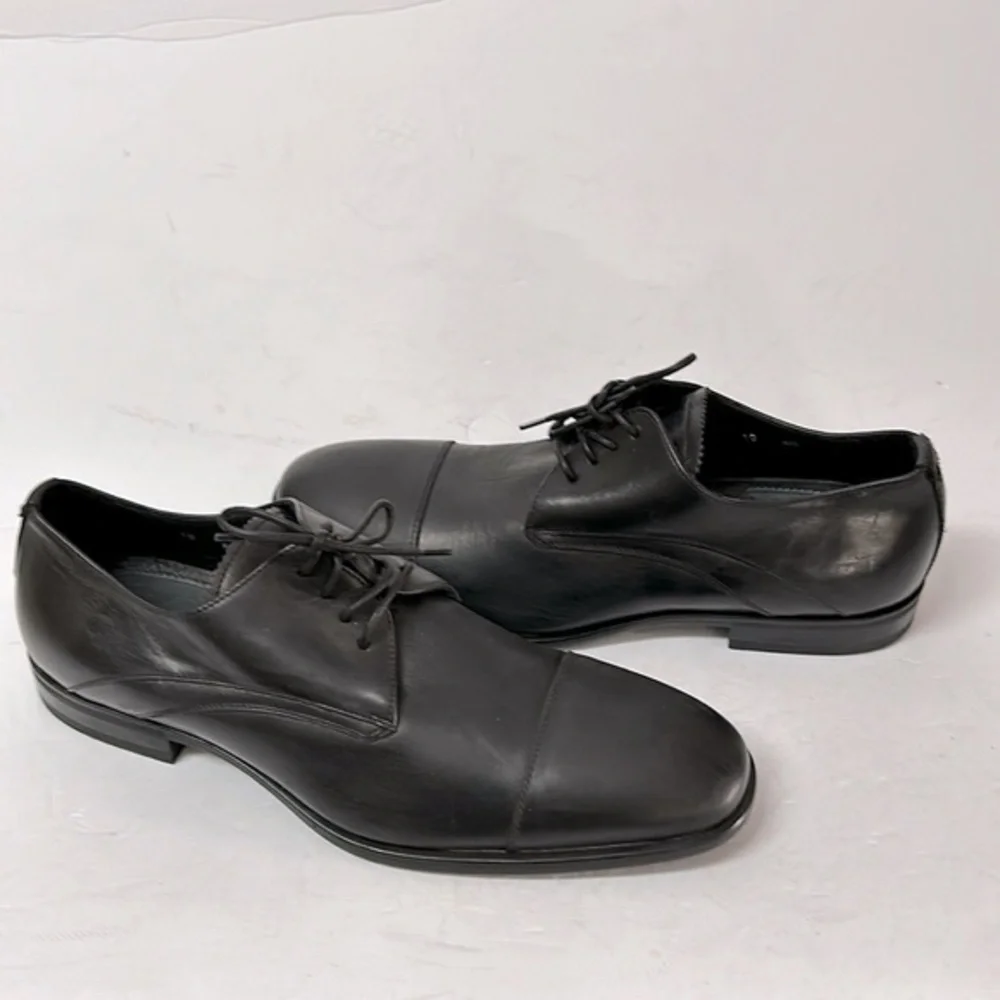 Aquatalia Men’s ABE‎ Black Leather Lace Up dress shoes size 10 made in Italy